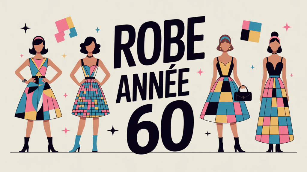 année 60 robe silhouettes trapèze et motifs rétro
