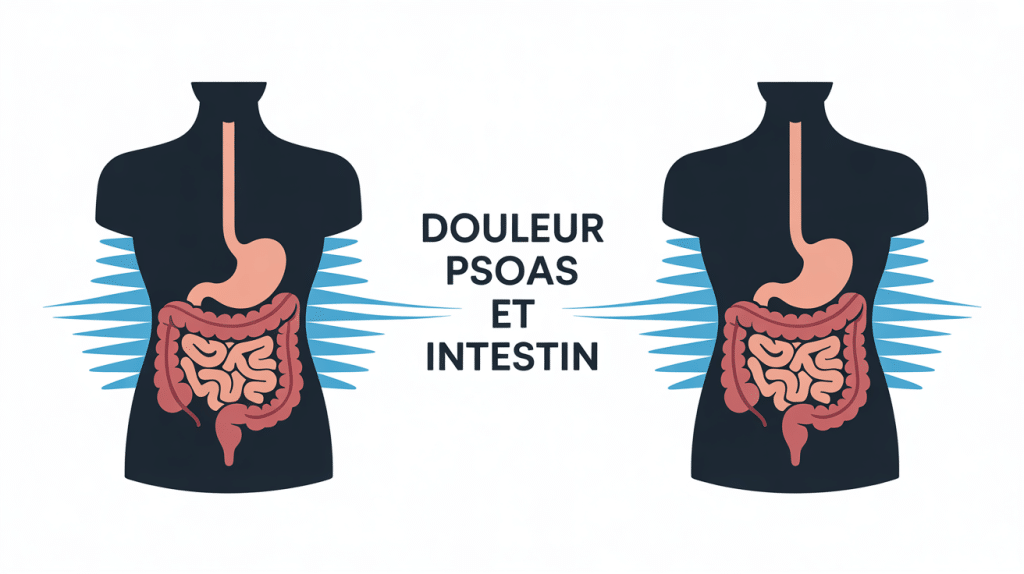 Illustration du lien entre douleur psoas et intestin