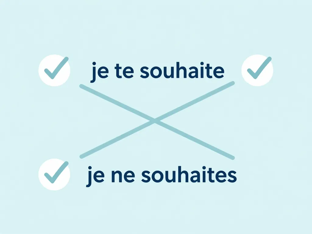diagramme abstrait pour je te souhaites ou souhaite, vérification grammaire
