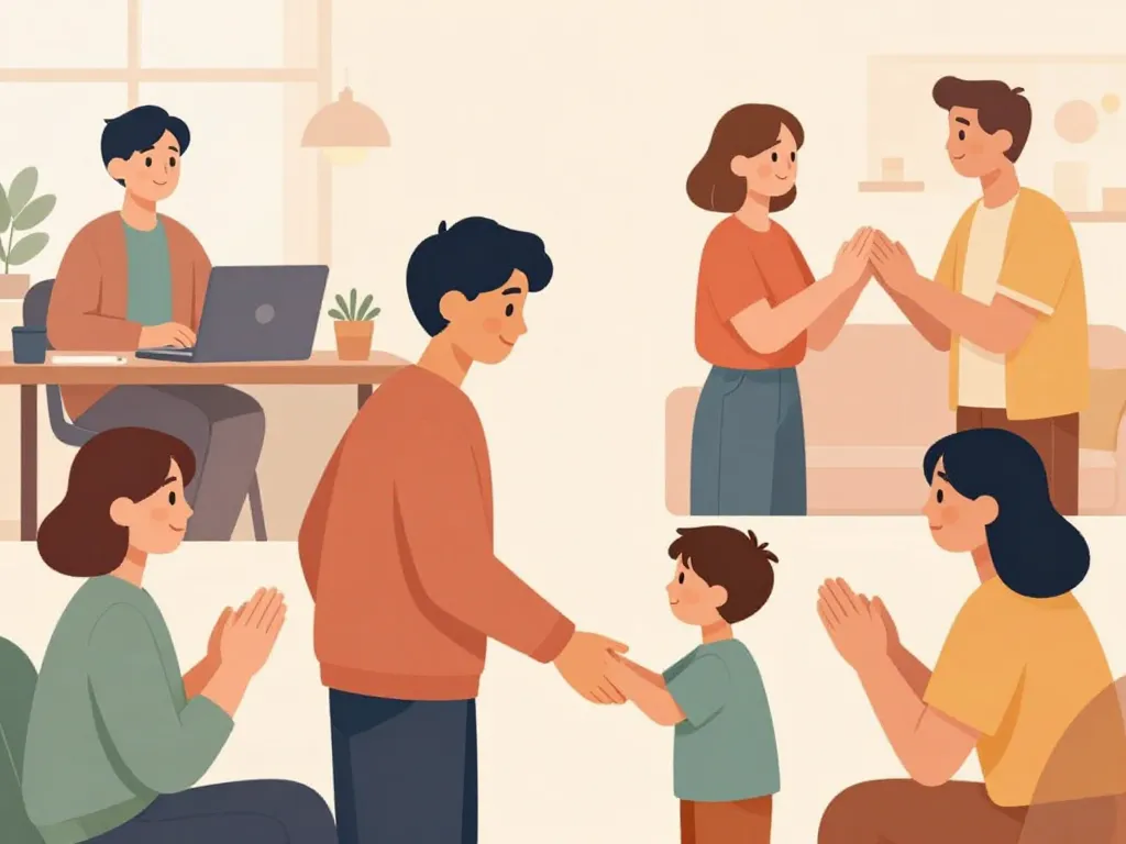 Scène compliments journée du compliment dans différents contextes