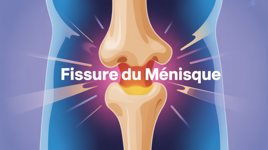 illustration médicale du genou avec fissure du ménisque