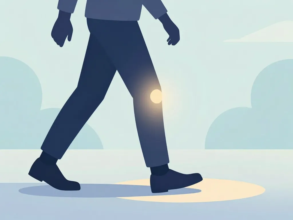 personne marchant prudemment avec une fissure du ménisque