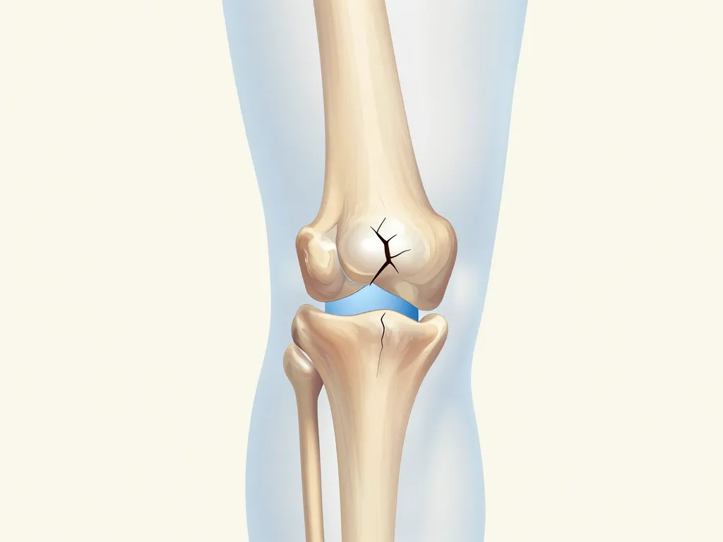 schéma anatomique du genou montrant une fissure du ménisque