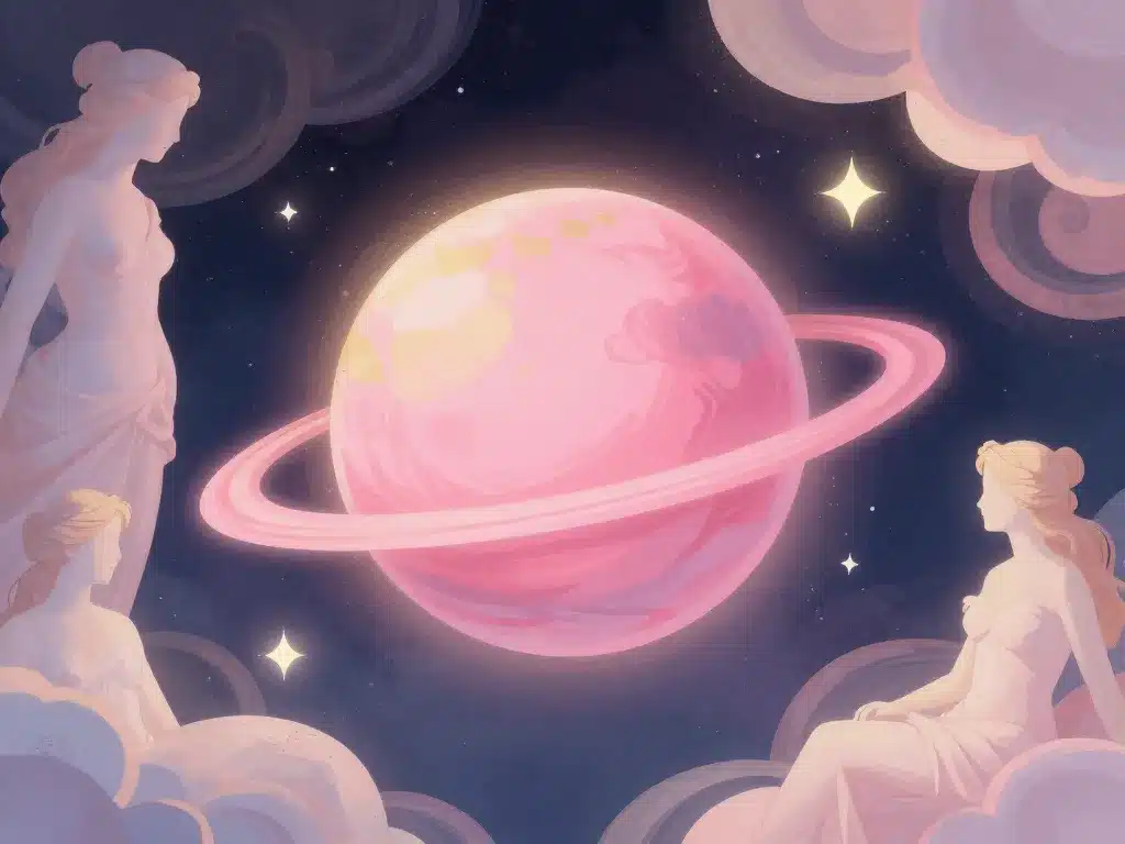 Illustration métaphorique Pink Venus planète rose et mythologie