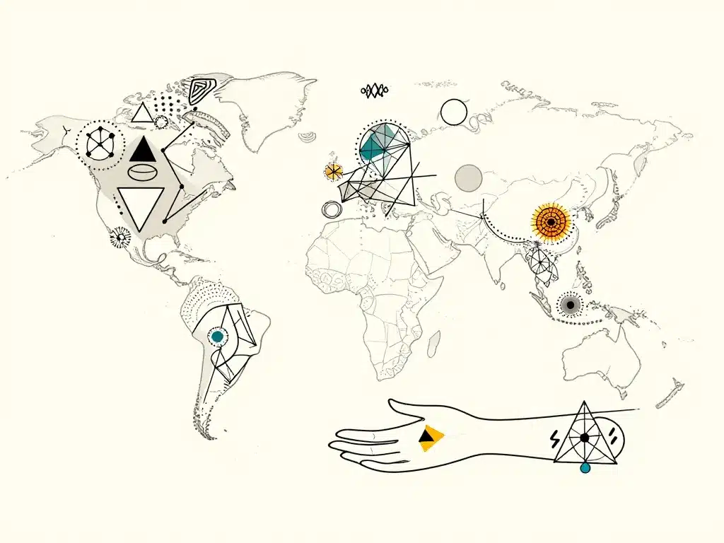 différents motifs tatouage géométrique sur bras