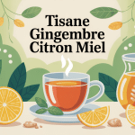 tisane gingembre citron miel bienfaits tasse ingrédients illustration