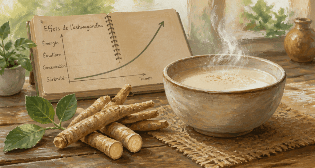 ashwagandha effet au bout de combien de temps racine et lait