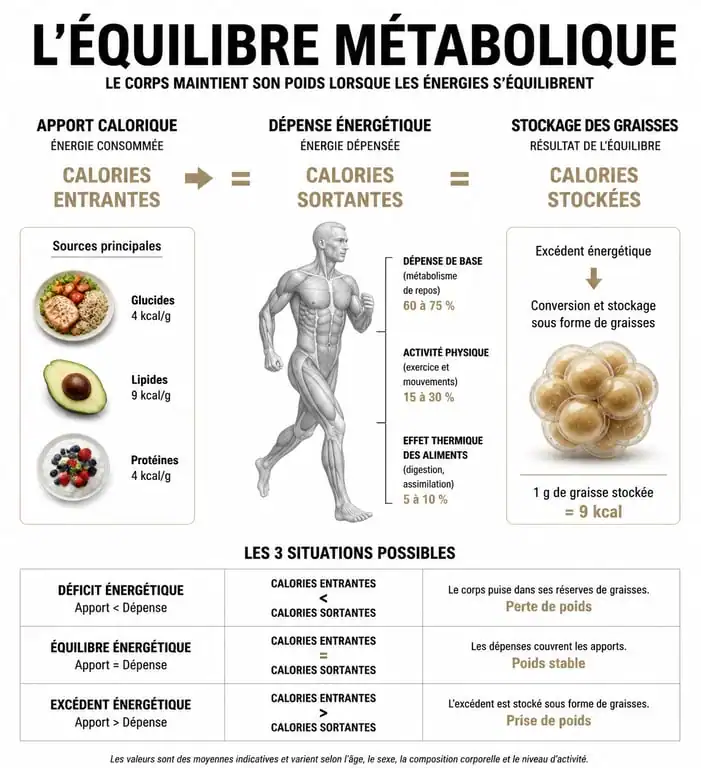 Infographie sur le déficit calorique pour maigrir vite et bien