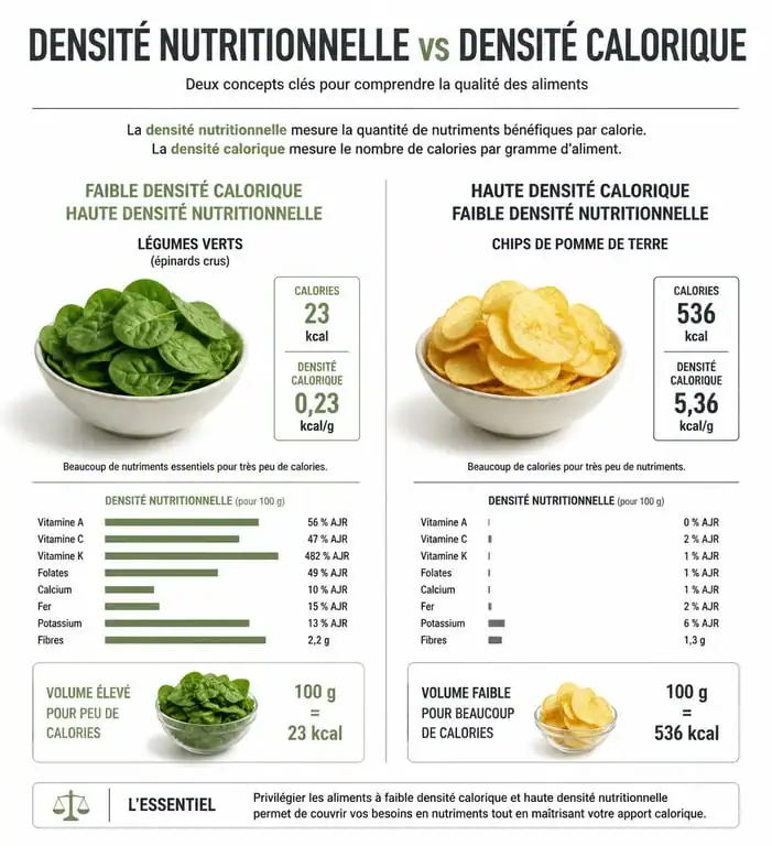 Infographie sur la densité nutritionnelle et calorique pour la perte de poids