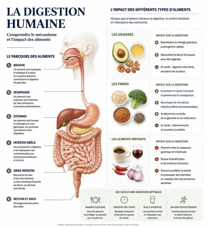 Infographie sur les aliments à éviter pour une meilleure digestion