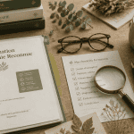 bureau avec dossier formation naturopathie reconnue par l'état, checklist et badge FÉNA