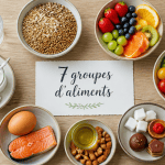 les 7 groupes d aliments tableau sur une table
