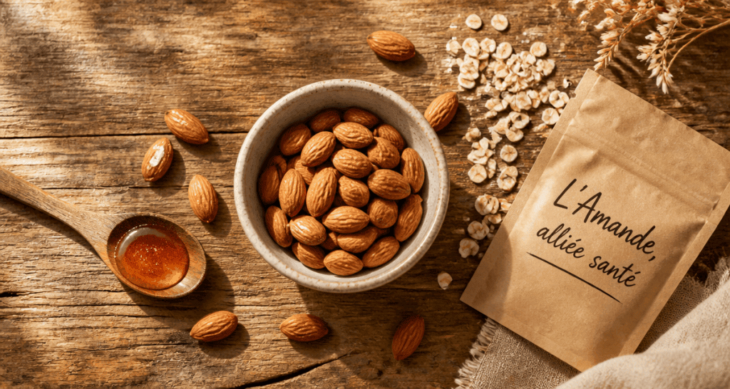 les amandes sont elles bonnes pour la sante bol amandes table bois
