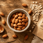les amandes sont elles bonnes pour la sante bol amandes table bois