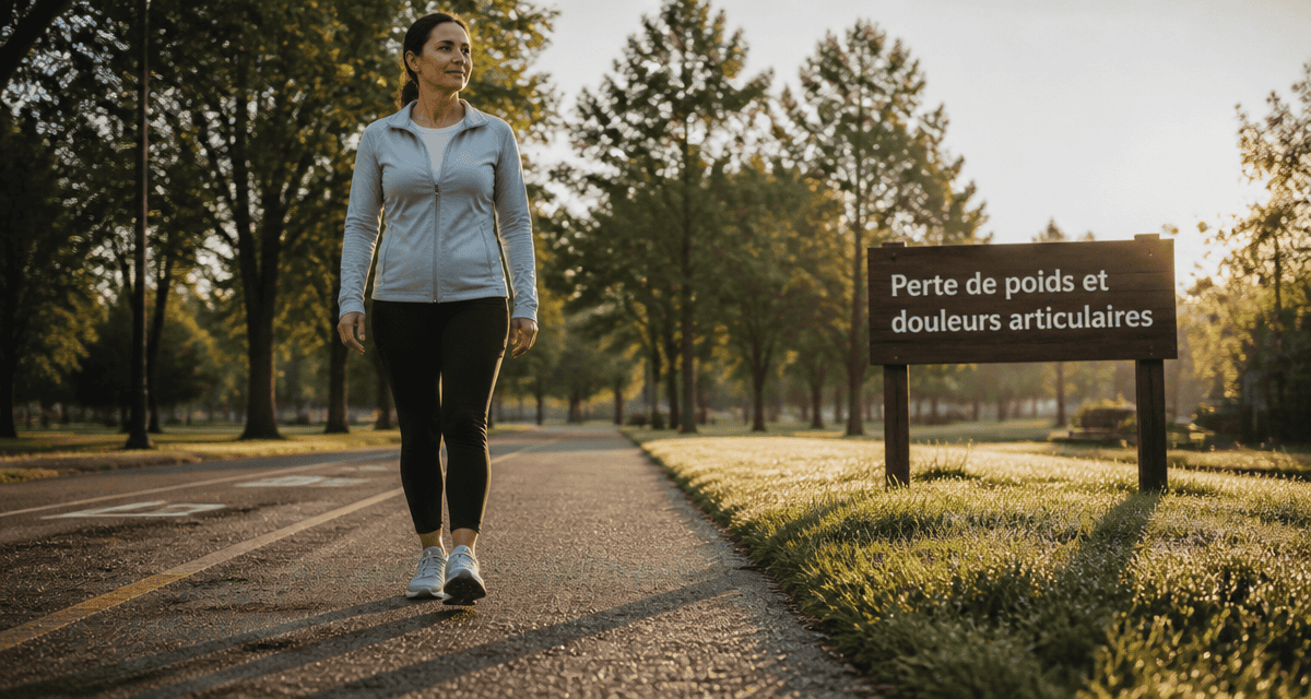 perte de poids et douleurs articulaires femme marche parc