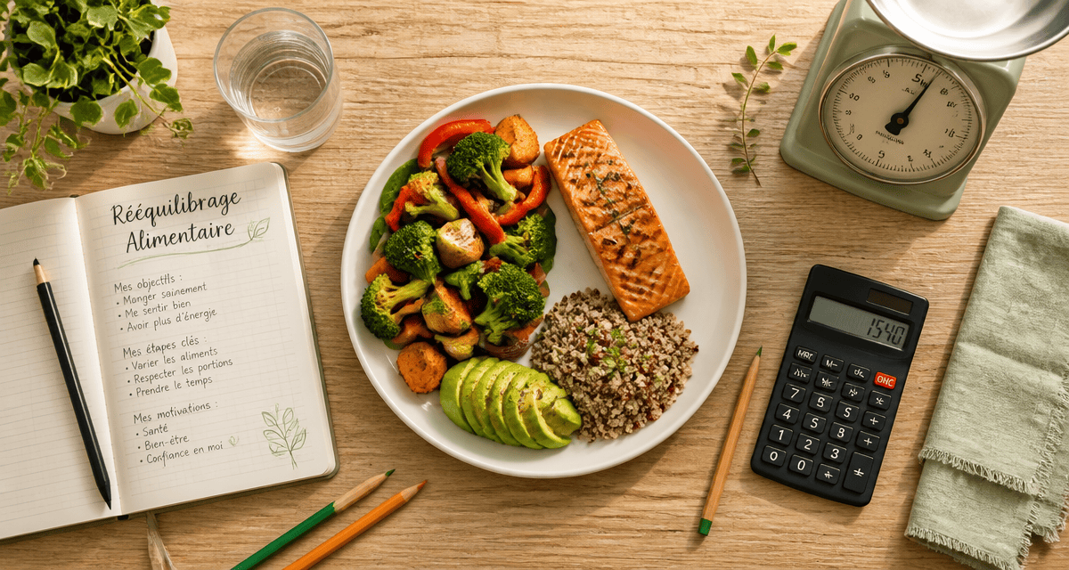 plan alimentaire pour perte de poids assiette équilibrée légumes quinoa saumon