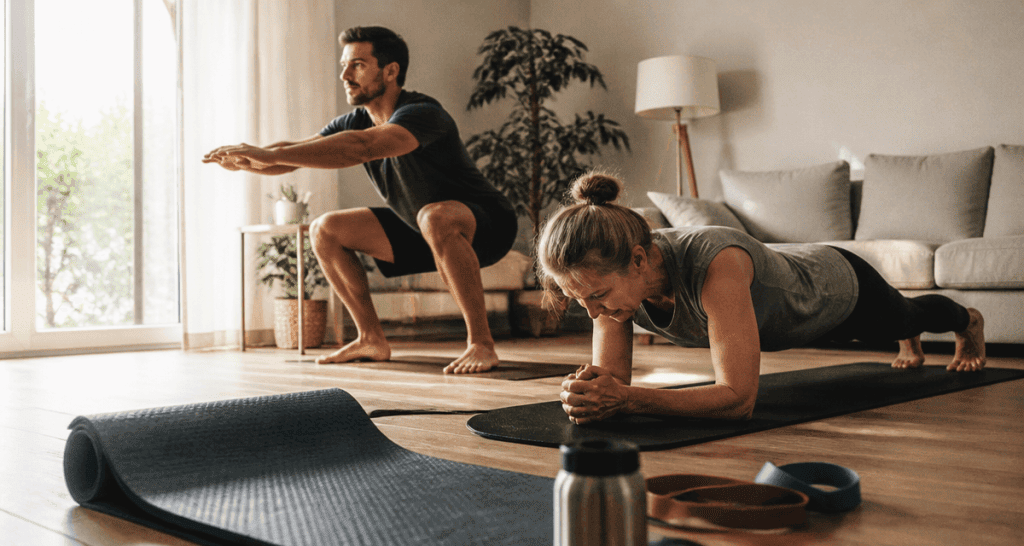 seance de renforcement musculaire squat planche maison