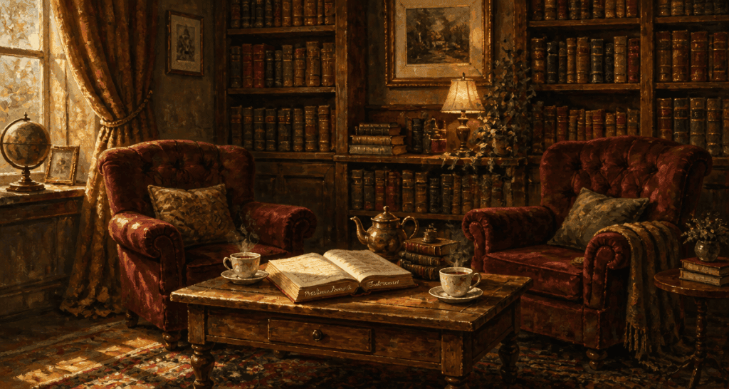 Vieilles âmes et relation amoureuse fauteuils salon livres