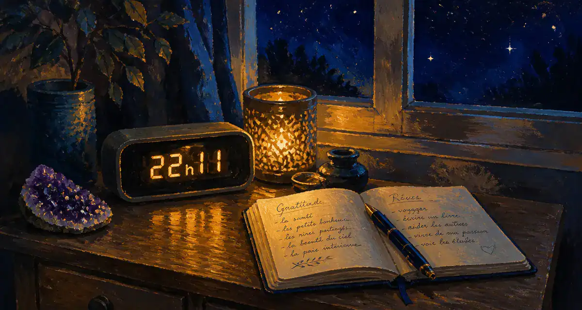 22h11 signification horloge améthyste nuit