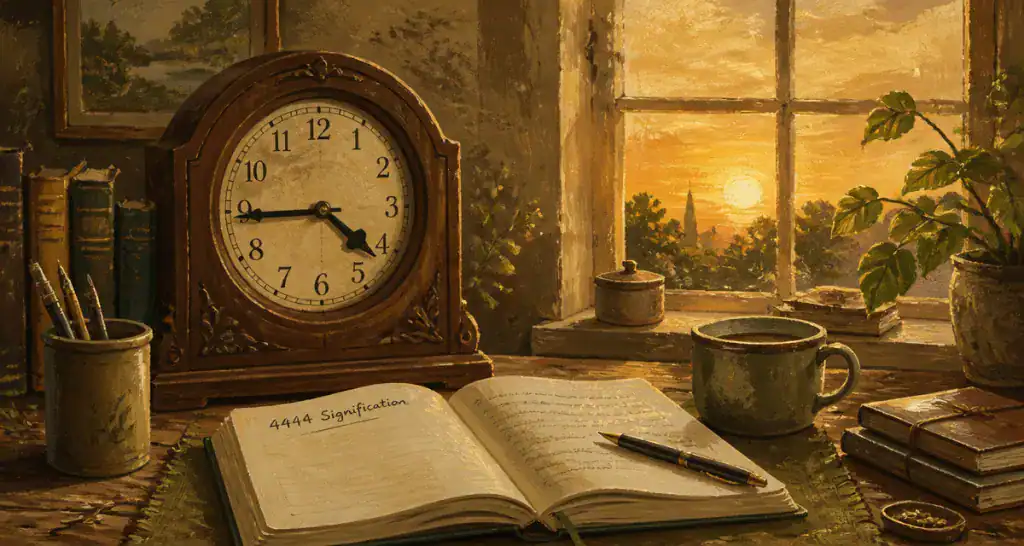 4444 signification horloge carnet matin