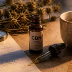 cbn sommeil : pipette d’huile de cbn et infusion chaude