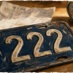 Chiffre 222 sur une plaque, symbole spirituel et synchronicité