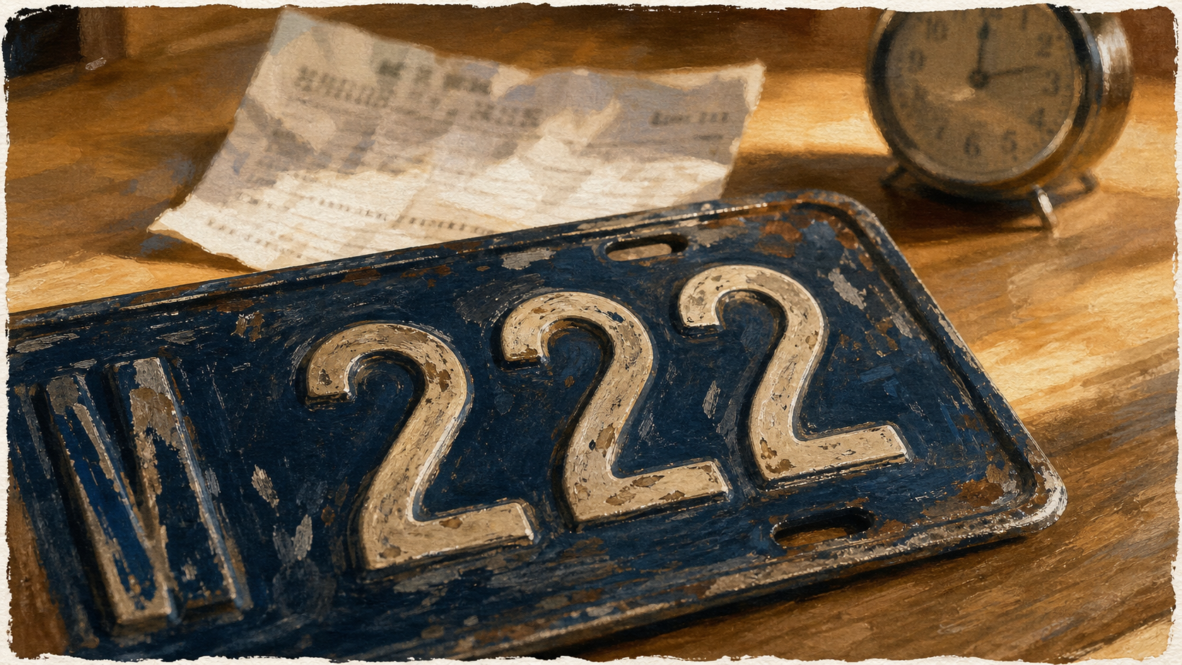 Chiffre 222 sur une plaque, symbole spirituel et synchronicité