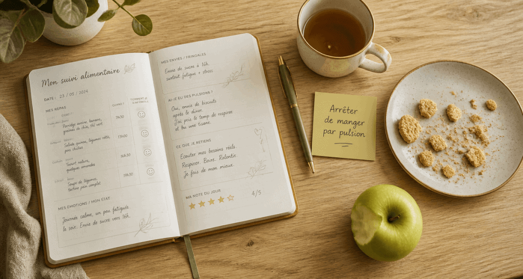 comment arreter de manger vue table carnet biscuits pomme