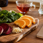 Comment augmenter le flux sanguin naturellement : betterave, épinard et ail sur planche