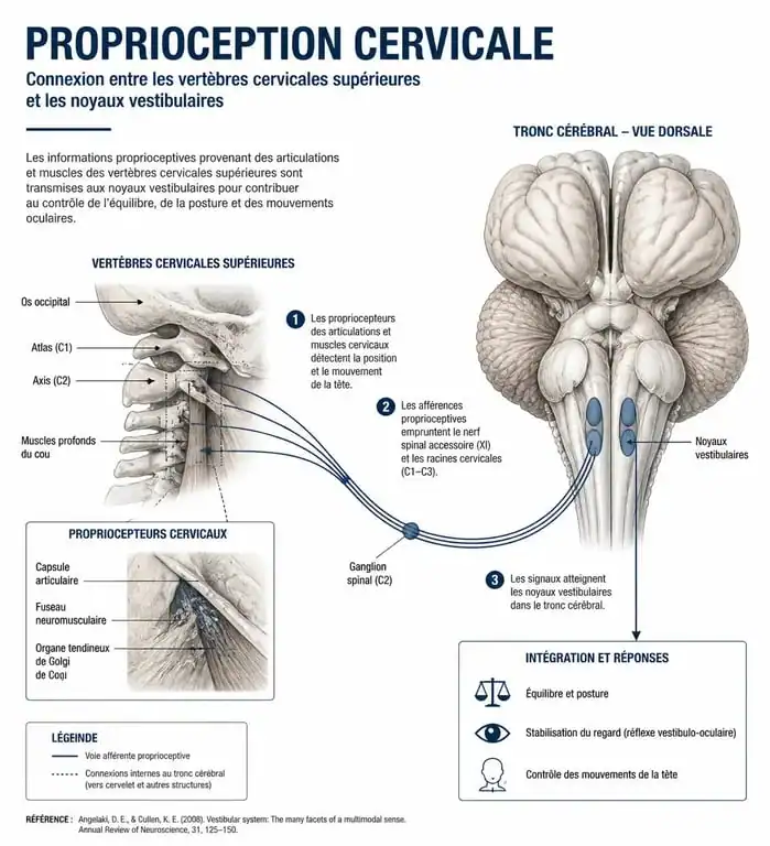 Schéma explicatif du lien entre les cervicales et les vertiges cervicogènes