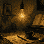 lumière qui clignote toute seule signification spirituelle, lampe vacillante sur table ancienne
