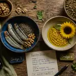 omega 3 et 6 aliments sur table