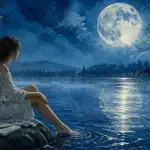 pleine lune en poisson femme lac carnet