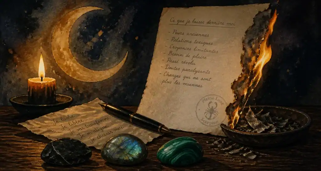 Pleine lune en scorpion : bougie, pierres et rituel de métamorphose intérieure