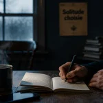 Préférer la solitude à une vie sociale : tasse, carnet, force intérieure, lumière d’hiver