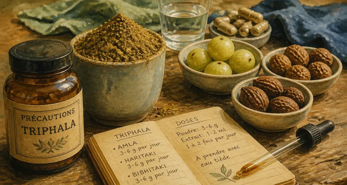 Triphala danger : précautions, doses et contre-indications sur une table