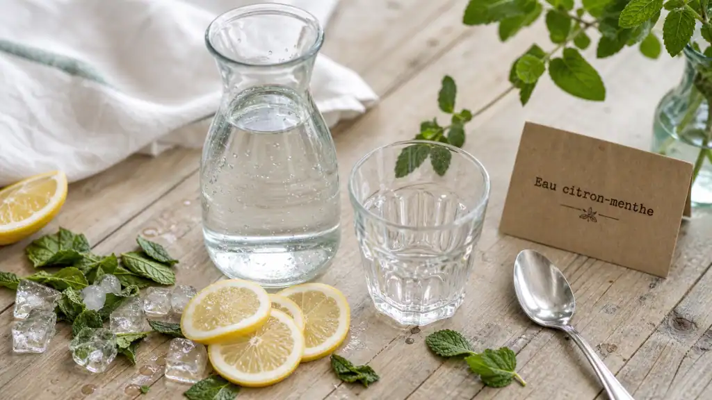 Aromatiser l eau : carafe d’eau citron menthe sans sucre