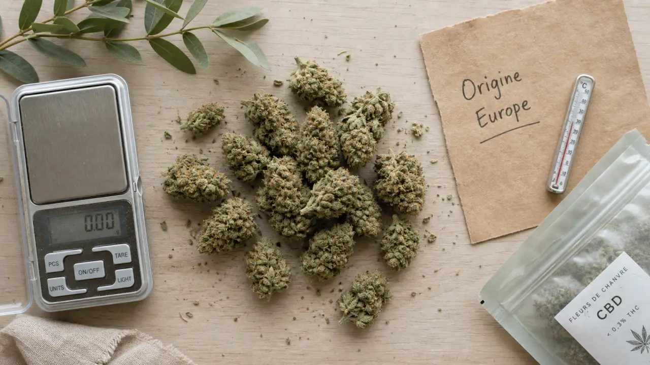 CBD pas cher origine : fleurs de chanvre CBD européennes, séchées