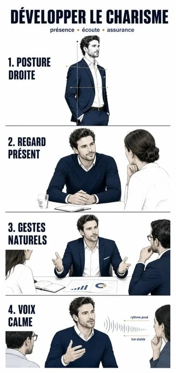 Comment avoir le charisme : illustration de posture, regard et communication pour gagner en présence