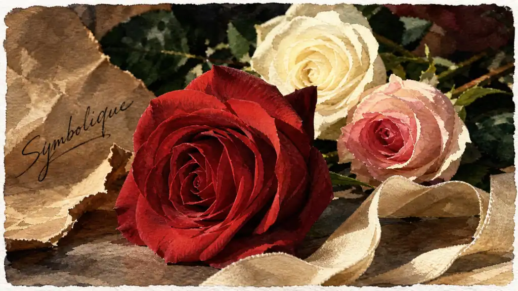 la symbolique de la rose : roses rouges et blanches