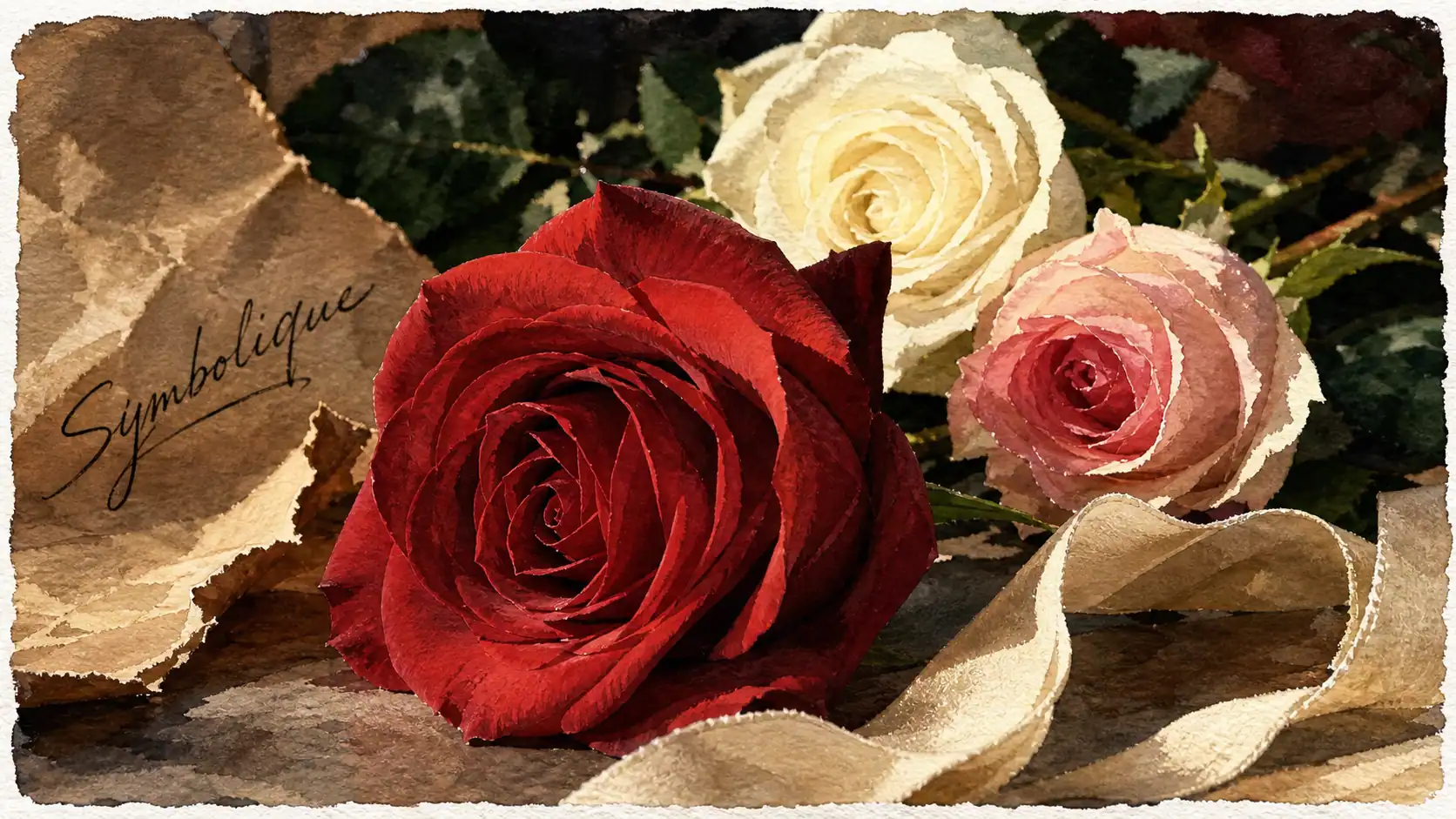 la symbolique de la rose : roses rouges et blanches