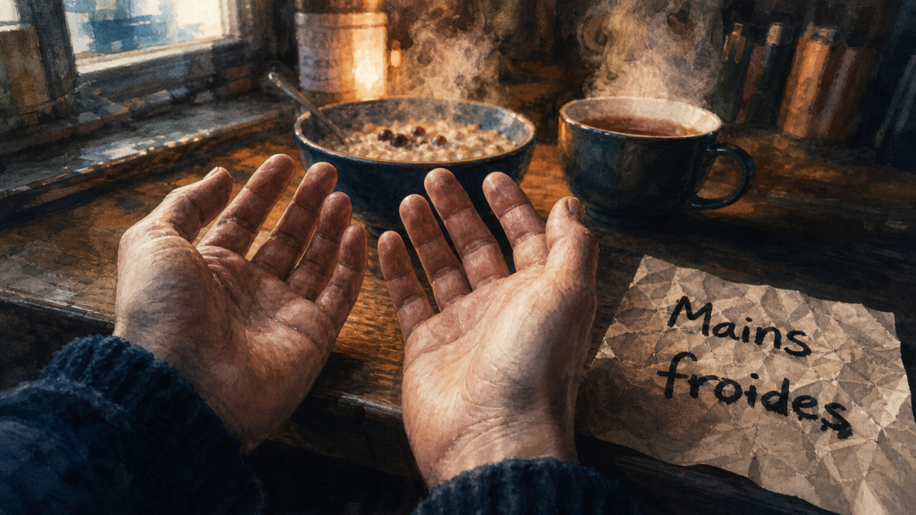 Mains froides signification spirituelle, mains au bord d’une tasse