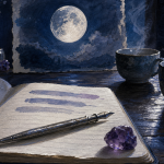 Pleine lune en gémeaux : rituels pour clarifier les pensées, carnet et améthyste