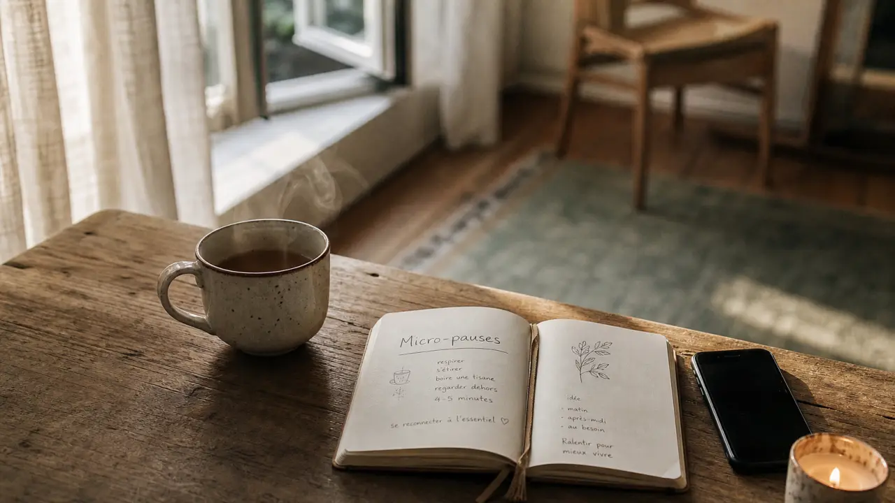 Prendre soin de soi simplement : tisane, carnet micro-pauses, téléphone éteint