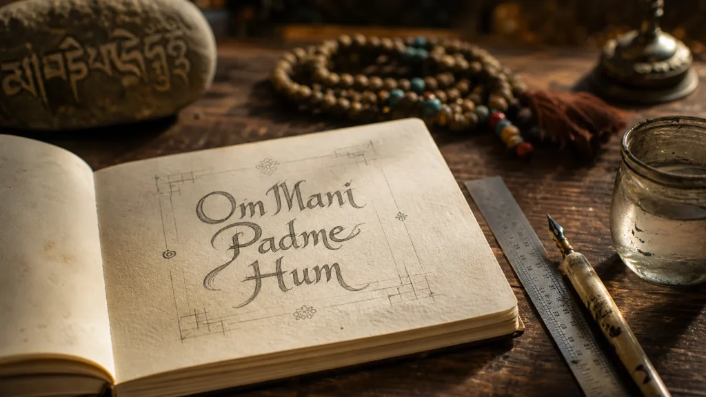 Tatouage Om Mani Padme Hum signification, calligraphie