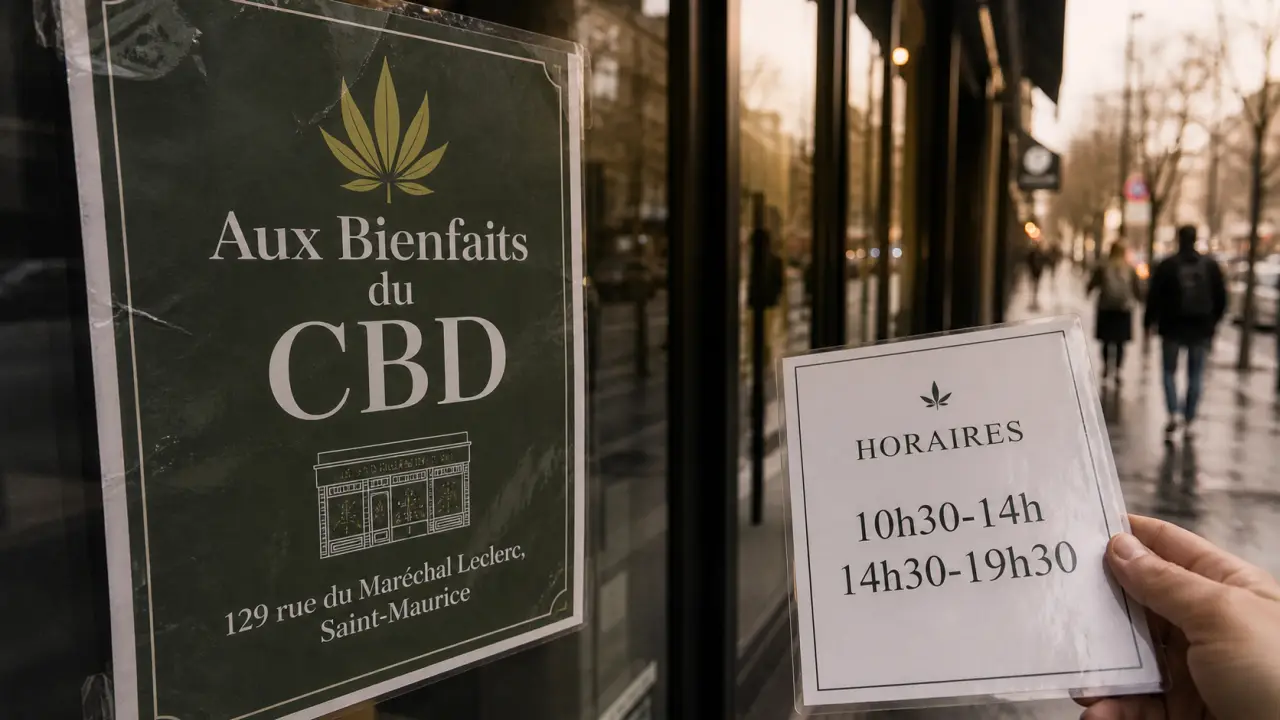 Aux bienfaits du cbd - saint maurice : adresse et horaires sur vitrine