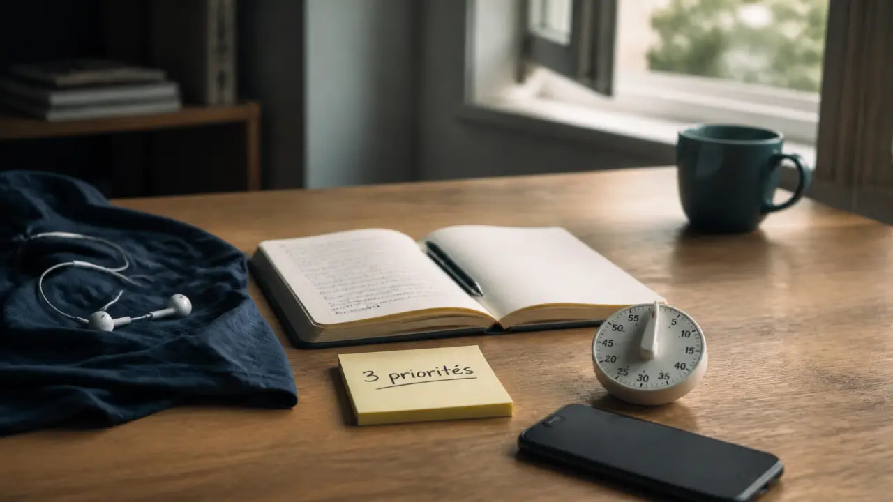 Exercice pour la concentration : bureau avec Pomodoro, respiration et observation