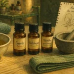Huiles essentielles pour circulation sanguine et lymphatique, décongestion naturelle sur bureau