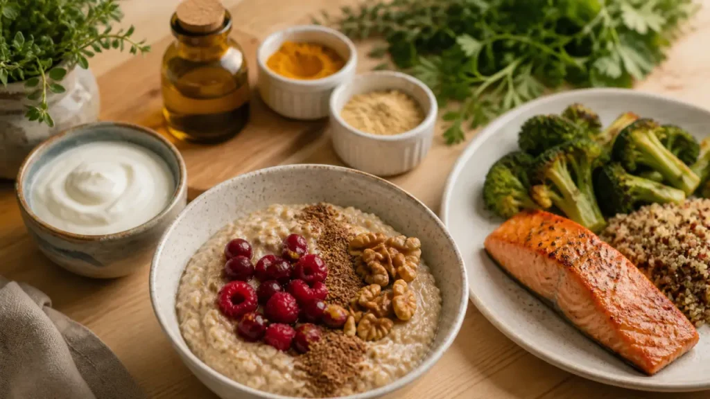 Menu anti-inflammatoire : deux repas de poissons gras par semaine et des assiettes qui calent