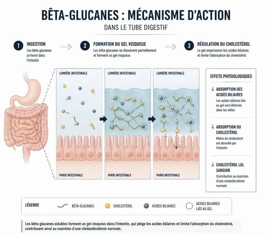 Mécanisme d'action des bêta-glucanes du son d'avoine sur le cholestérol